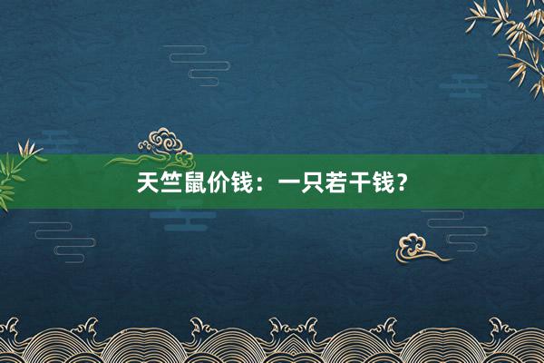 天竺鼠价钱：一只若干钱？